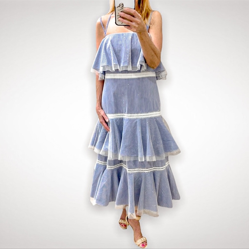 Prabal Gurung Blue and White Striped Dress